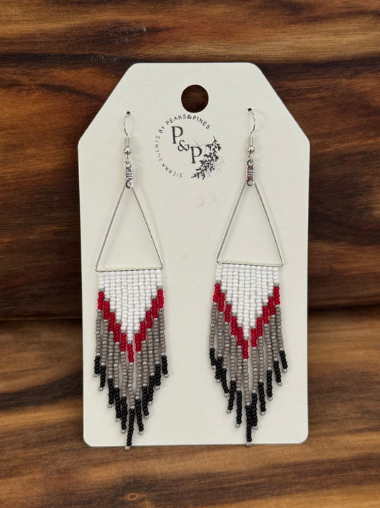 White, Red and Black Beaded Earrings