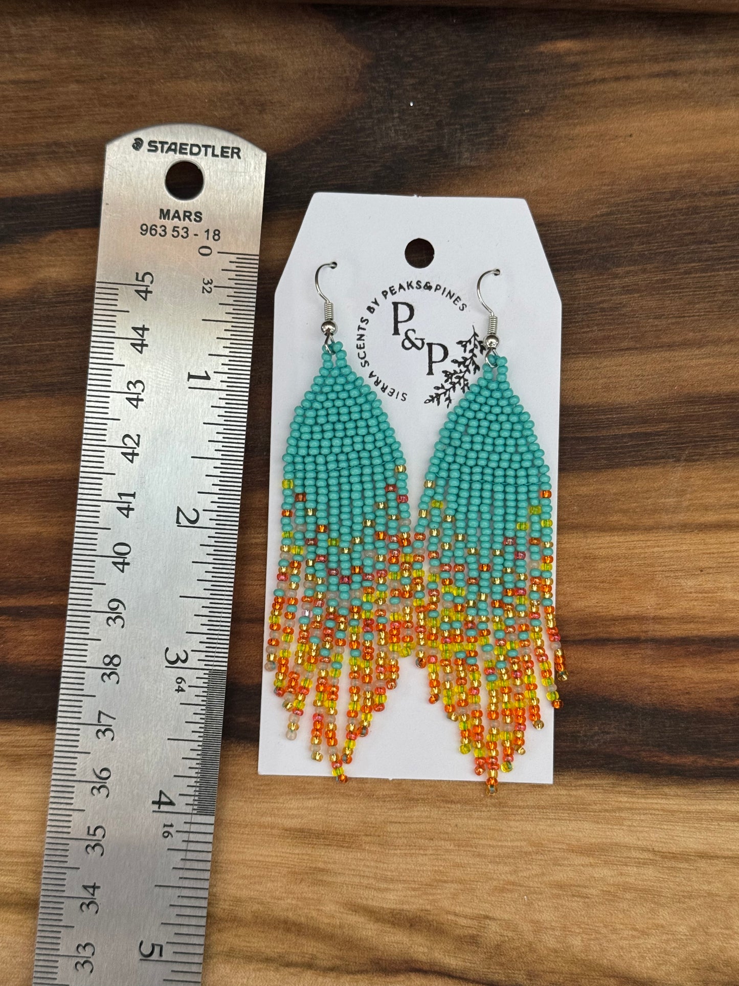 Ocean Meets the Sand- Turquoise and Orange Beaded Earrings
